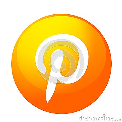 Pinterest logo icon in gold orange social media icon element vector on white background Cartoon Illustration