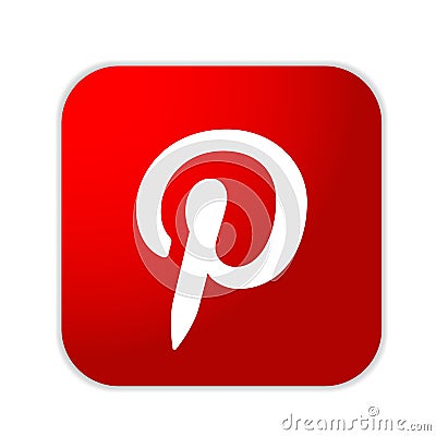 Pinterest logo icon in red social media icon element vector on white background Cartoon Illustration