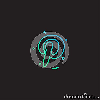 Pintrest icon design vector Vector Illustration