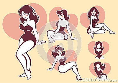 Pinup beauty Vector Illustration