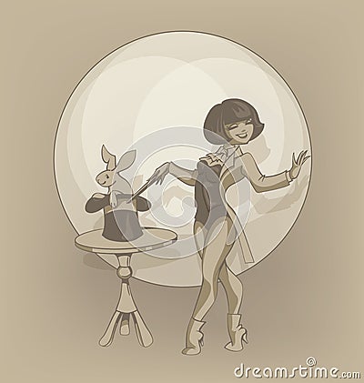 Pinup circus artist illusionist Vector Illustration