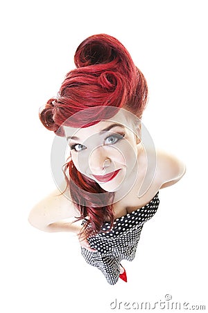 Pinup Fisheye Portrait Stock Photo