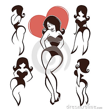 Pinup girls Vector Illustration