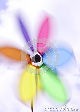 Pinwheel spinning in sky Stock Photo