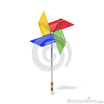 Pinwheel toy, four sided, differently colored vanes Cartoon Illustration