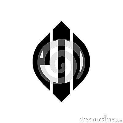 PIO circle letter logo design with circle and ellipse shape. PIO ellipse letters with typographic style. The three initials form a Vector Illustration