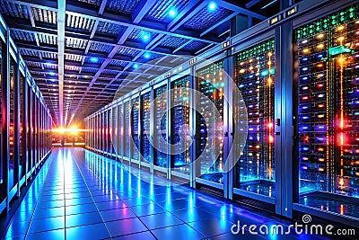 Pioneering the Future Unveiling a Quantum Supercomputer Server Room A Glimpse into HighPerformance Computing Data Stock Photo