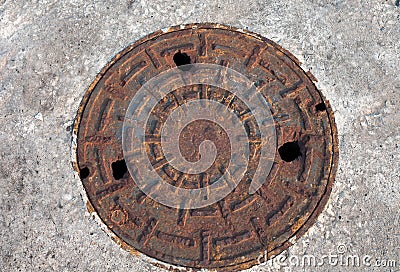 Pipe cap circle top view. Stock Photo