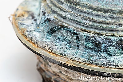 Pipe corrosion and copper sulfate rusty from water mineral Stock Photo