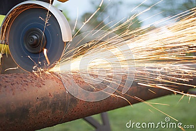 Pipe cutting Stock Photo