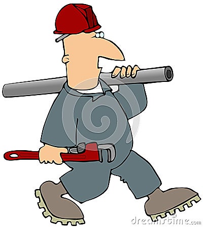 Pipe Fitter Cartoon Illustration