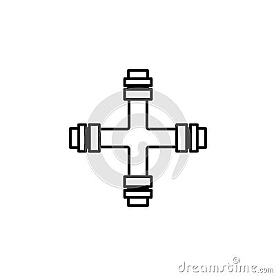 pipe of four directions icon. Element of plumbering icon. Thin line icon for website design and development, app development. Stock Photo