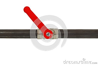 Pipe with half open valve Stock Photo