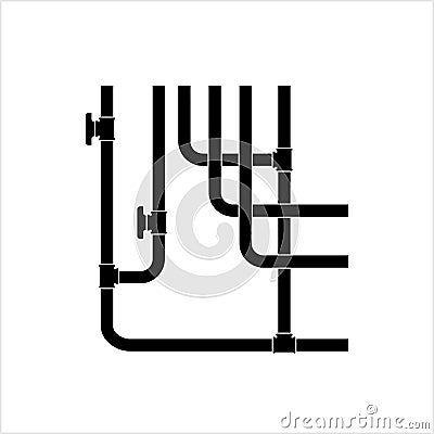 Pipe Icon, Plumbing Work, Gas,, Air, Water, Oil, Liquid Pipeline Vector Illustration