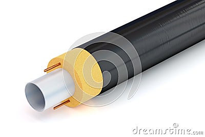 Pipe with insulation and heating cable Cartoon Illustration