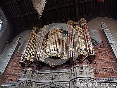 Pipe organ in the ancient chapel of Eton College Editorial Stock Photo