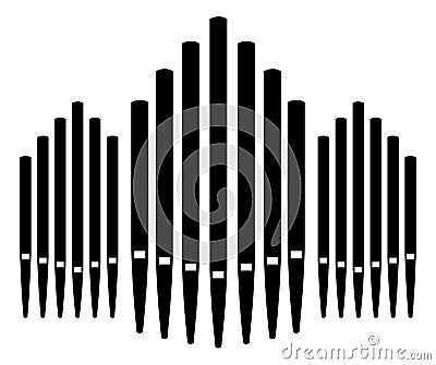 Pipe organ icon with pipes Vector Illustration