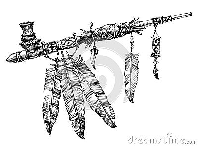 Pipe of peace drawing Vector Illustration