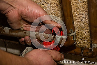 Pipe repair Stock Photo