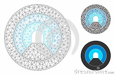Pipe Tunnel Vector Mesh Network Model and Triangle Mosaic Icon Vector Illustration
