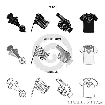 Pipe, uniform and other attributes of the fans.Fans set collection icons in black,monochrome,outline style vector symbol Vector Illustration