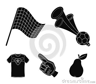 Pipe, uniform and other attributes of the fans. Fans set collection icons in black style vector symbol stock illustration Vector Illustration
