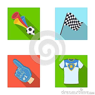 Pipe, uniform and other attributes of the fans.Fans set collection icons in flat style vector symbol stock illustration Vector Illustration