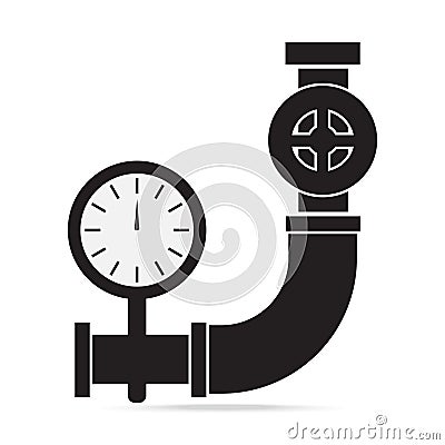 Pipe, valve and gage pressure icon sign illustration Vector Illustration