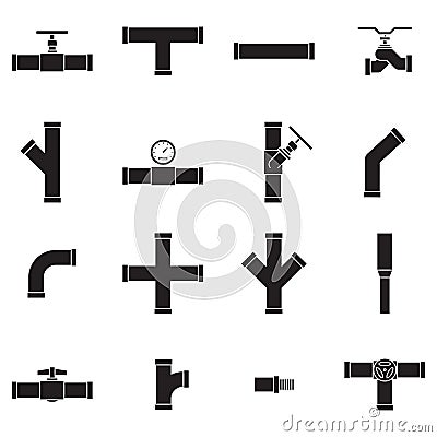 Pipe and Valve icon set Vector Illustration