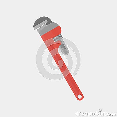 Pipe wrench flat Vector Illustration