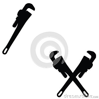 Pipe wrench icon. Crossed plumber pipe wrench sign. Plumbing company logo. Wrench icon. flat style Vector Illustration