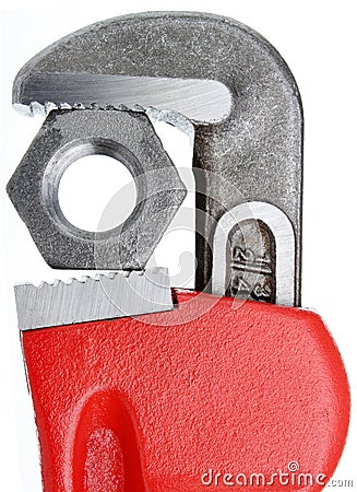 Pipe Wrench & Nut Stock Photo