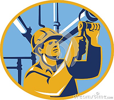 Pipefitter Maintenance Gas Worker Plumber Vector Illustration