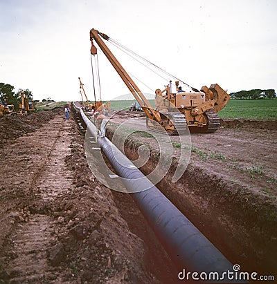 Pipeline Construction oil transmission in pipe from gas storage( june 2014$ Editorial Stock Photo