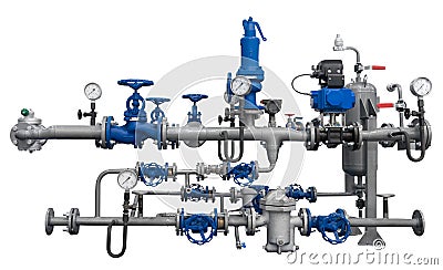 Pipeline fragment with devices Stock Photo