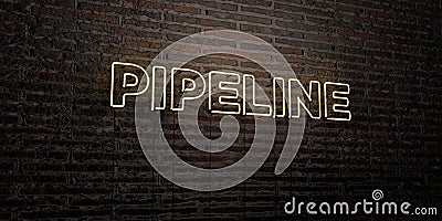 PIPELINE -Realistic Neon Sign on Brick Wall background - 3D rendered royalty free stock image Stock Photo
