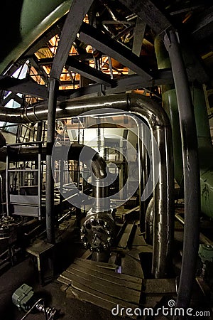 Pipeline system inside power plant Stock Photo