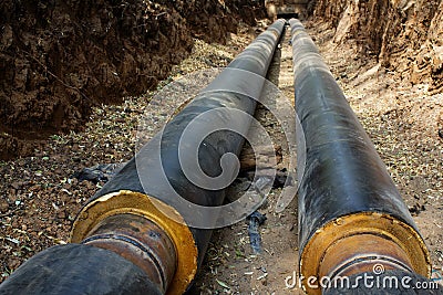 Pipeline trench ground Stock Photo