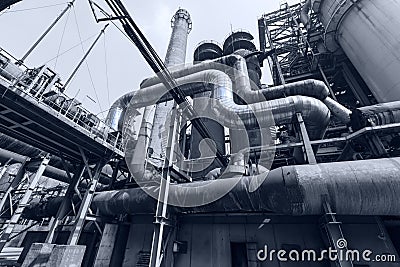 Pipeline valve facilities in steel mills Stock Photo