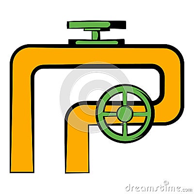 Pipeline with valve and handwheel icon Vector Illustration