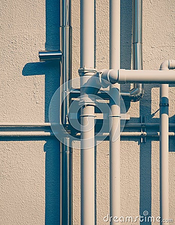 Pipeline water detail at industrial building Stock Photo