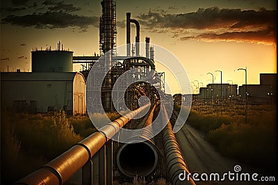 Pipelines leading to an oil refinery indistry chemical manufacture Stock Photo