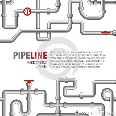 Pipelines poster concept. Pipes pattern, boiler room, piping, plumbing banner design template for marketing, social Vector Illustration