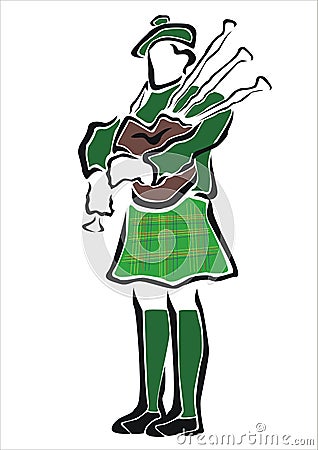 Piper with bagpipes Vector Illustration