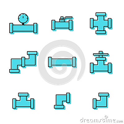 Pipes and fittings, tap. Vector Illustration