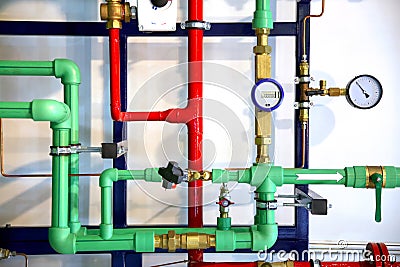 Pipes and heating system demo Stock Photo