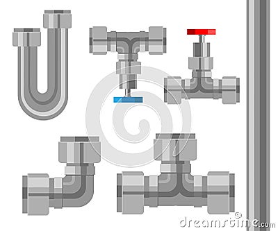 Pipes icons isolated. industry metalic pipes illustration isolated on white background Web site page and mobile app Cartoon Illustration