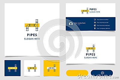 Pipes logo design with editable slogan. Branding book and business card template. Vector Illustration