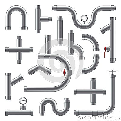 Pipes Realistic Set Vector Illustration