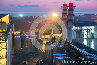 Pipes of thermal power plant Stock Photo